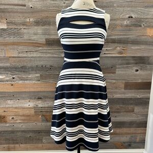 Anthropology Maeve Blue & White Stripe Keyhole Dress 

Size 2